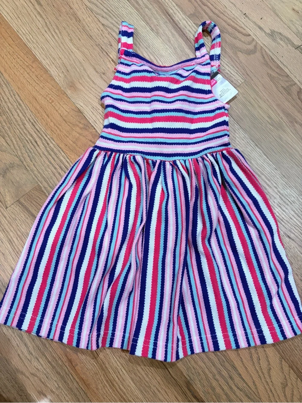 Vince Camuto toddler girl striped summer dress, open back with tie closure